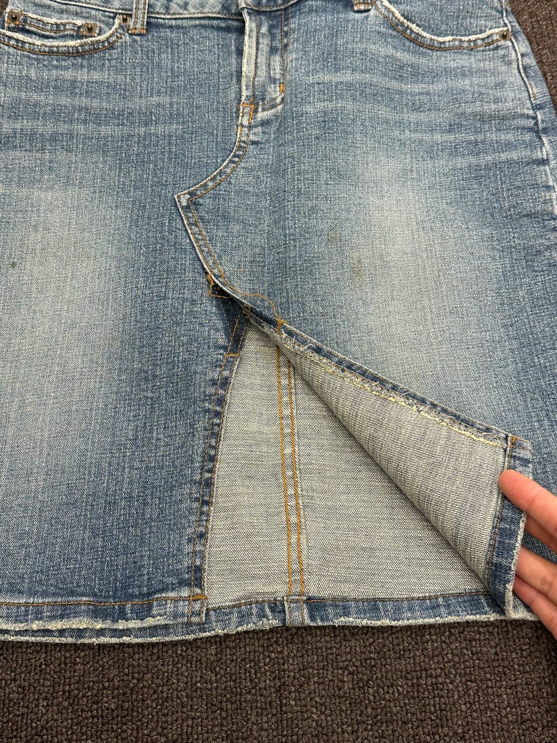 OS)INGNI vintage 데님 트임 미니 스커트 상품이미지2