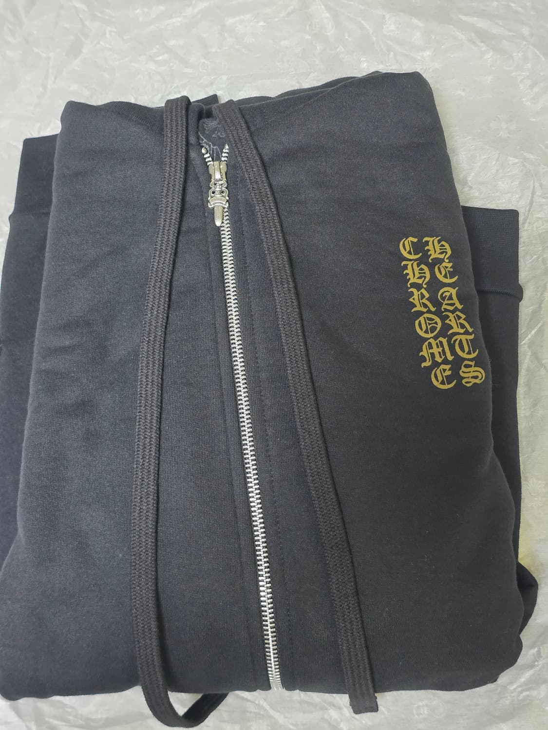 크롬하츠 버티컬 로고 플리스 후드집업 아미 그린 상품이미지1