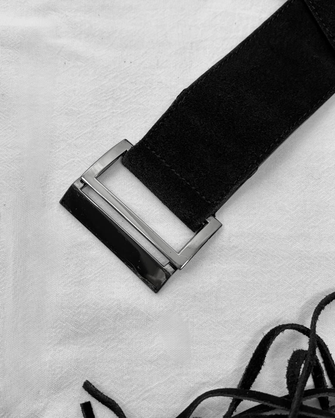 Real leather black suede fringe belt 상품이미지3