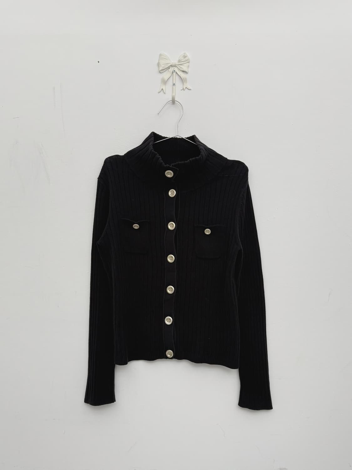 실버 버튼업 골지 니트 상품이미지5