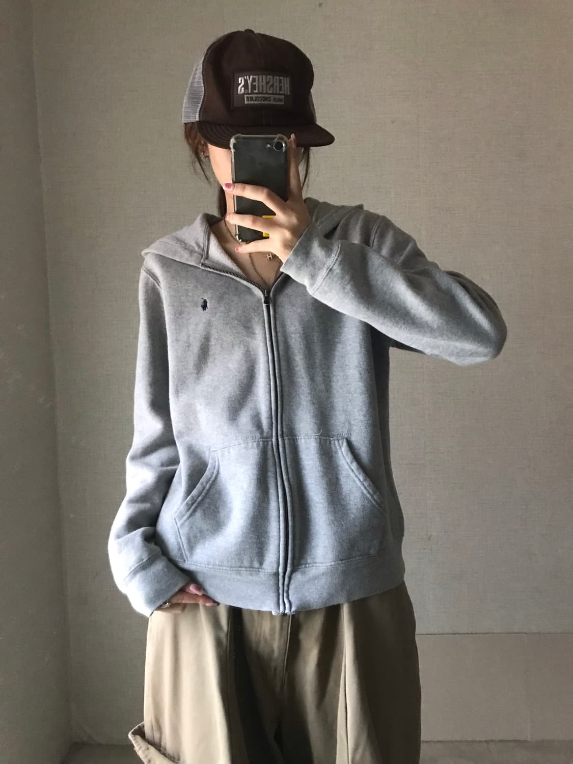 폴로 그레이 후드집업 상품이미지1