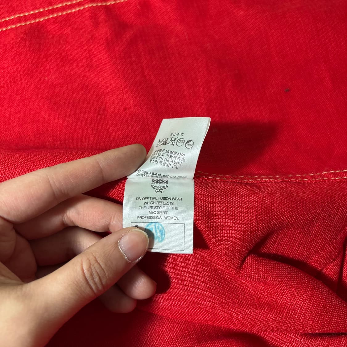 우먼M MCM 엠시엠 레드 린넨100% 카라넥 린넨자켓 상품이미지6