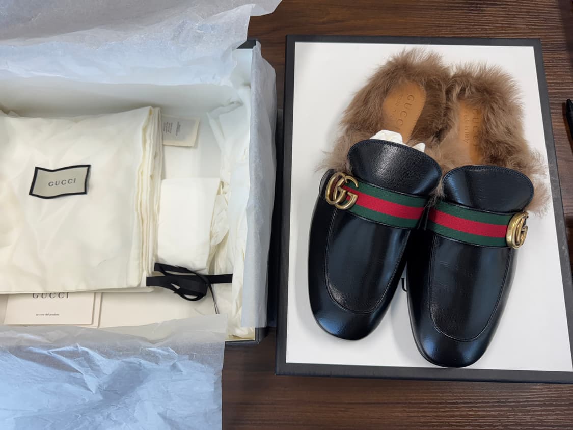 구찌 프린스타운 마몽G 퍼 홀스빗 뮬 상품이미지1