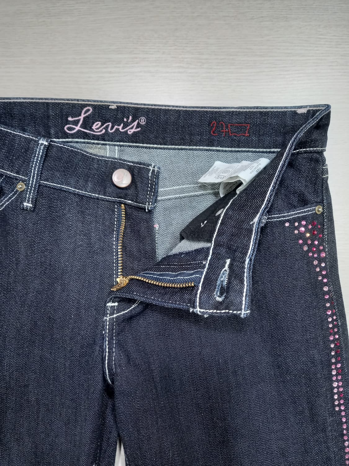 27 리바이스 Ladies 골반 스판 슬림일자 진청 27-607 상품이미지6