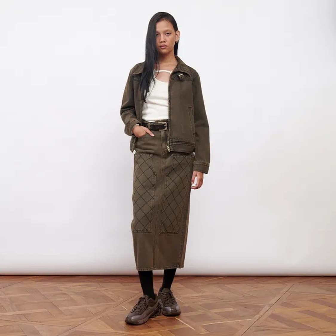 기준 스티치 데님 스커트 상품이미지3