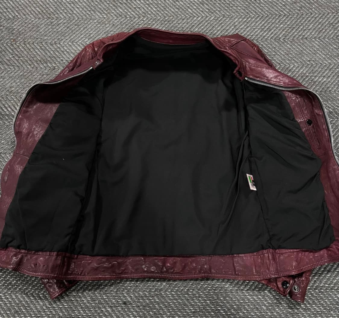 급처 이태리 슬림 크로스 베지터블 램스킨 자켓 버건디 상품이미지2