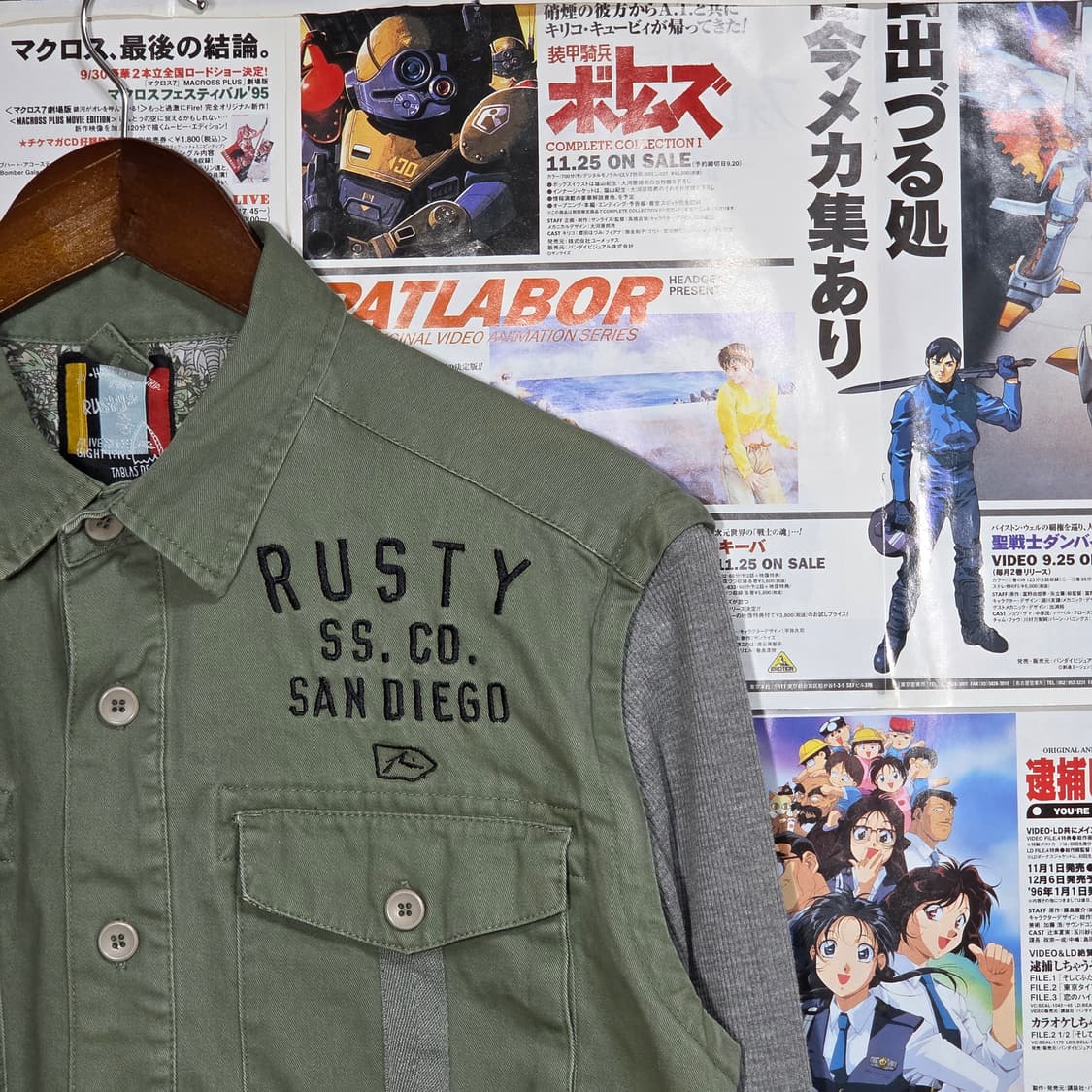 JPN 골지 코튼 카키 밀리터리 투웨이 셔츠 상품이미지3