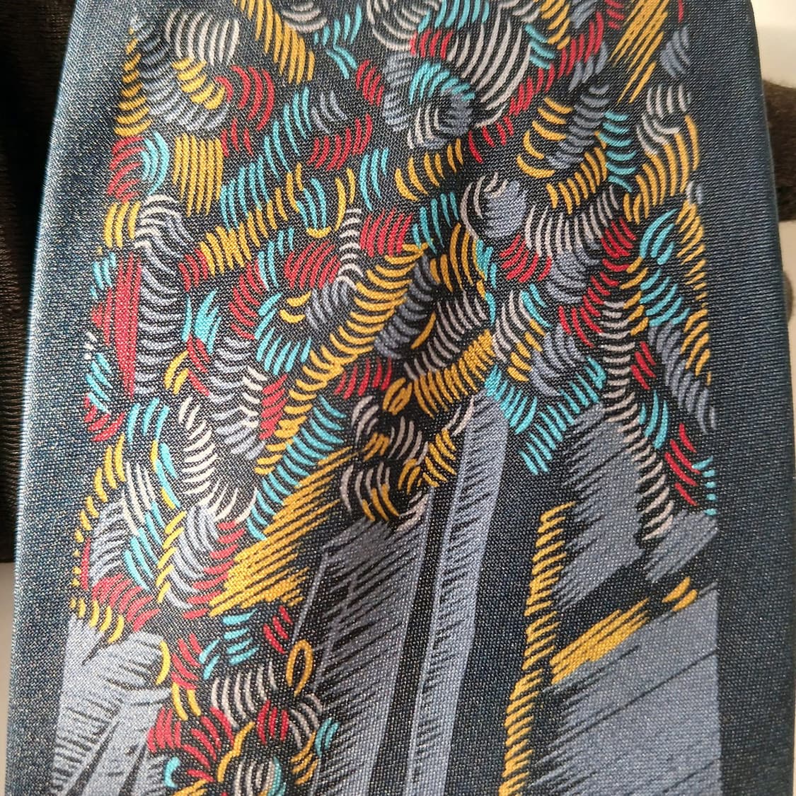 밀라숀 실크 네이비 아트 패턴 넥타이 9.5cm A+등급 A19865 상품이미지6