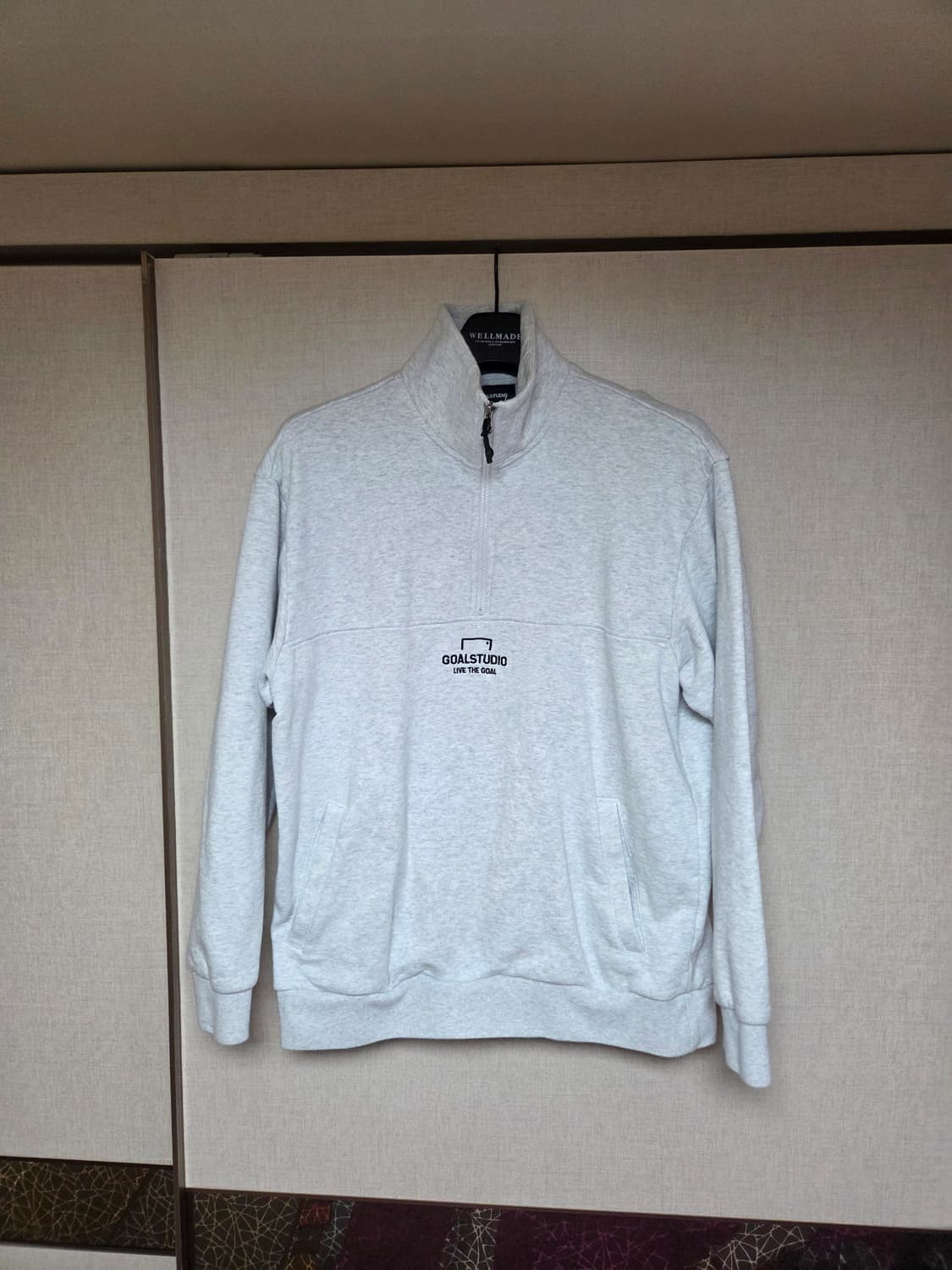 GOALSTUDIO 하프집업 맨투맨 그레이,  상하세트 상품이미지1