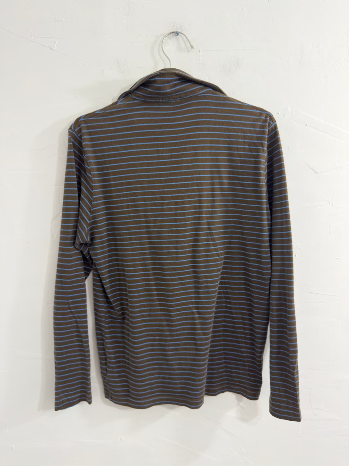 brown blue stripe layered top 상품이미지2