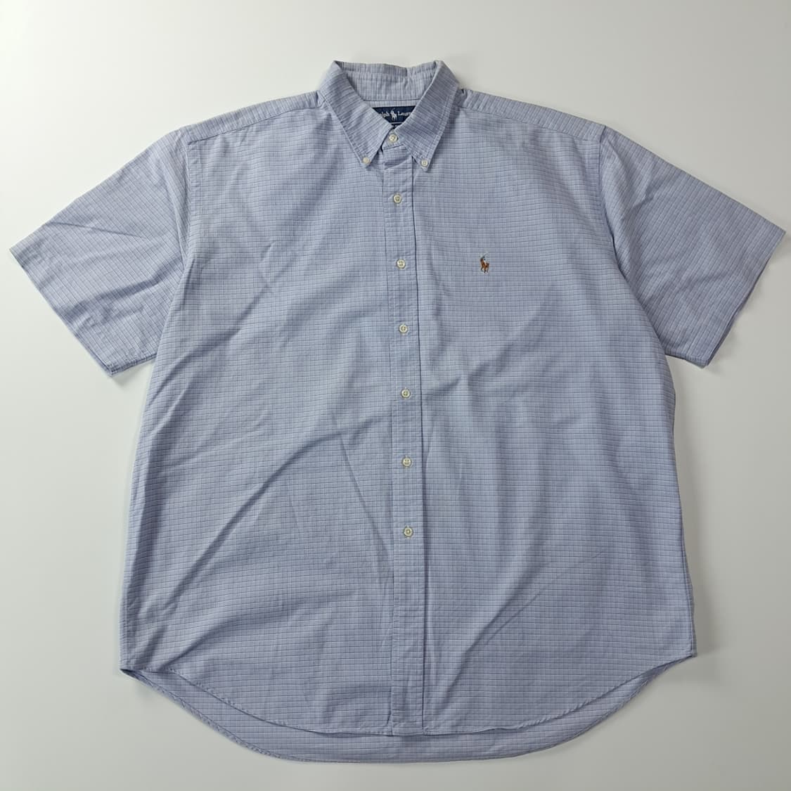 CK868 XL 폴로 90s 블루 마이크로 윈도우페인 반팔 셔츠 남방 상품이미지1