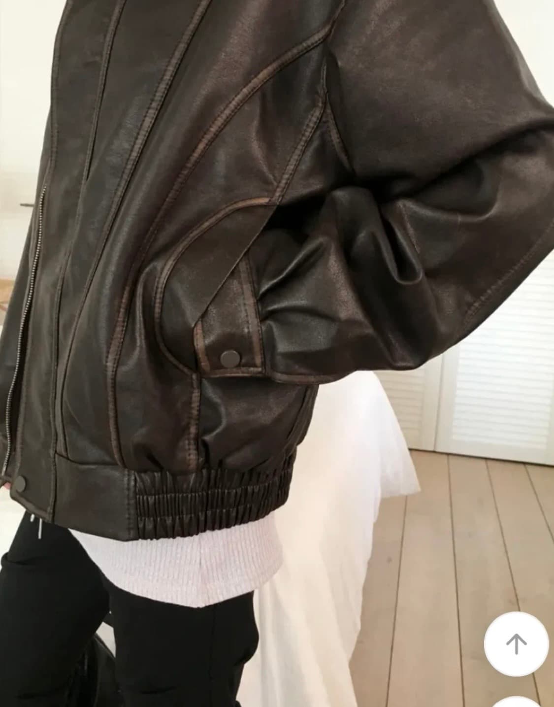 새거)빈티지 워싱 절개 레더자켓 미스치프 보헤미안서울 코이세이오 마뗑킴 상품이미지3