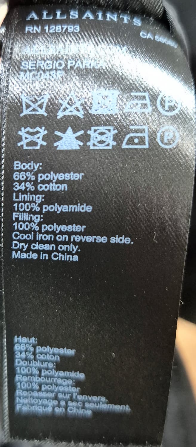 올세인츠 남성 블랙 세르지오 파카 패딩 (L/105) 상품이미지8