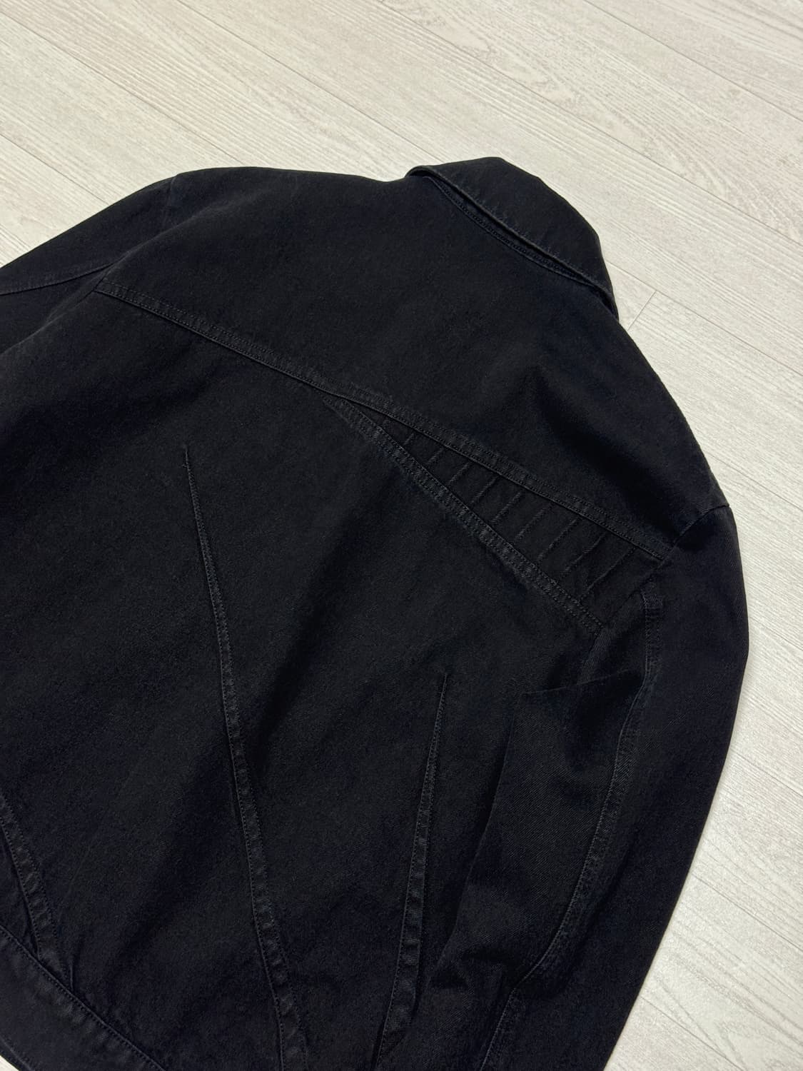 일류 Misaligned denim jacket (Black) 1 상품이미지8