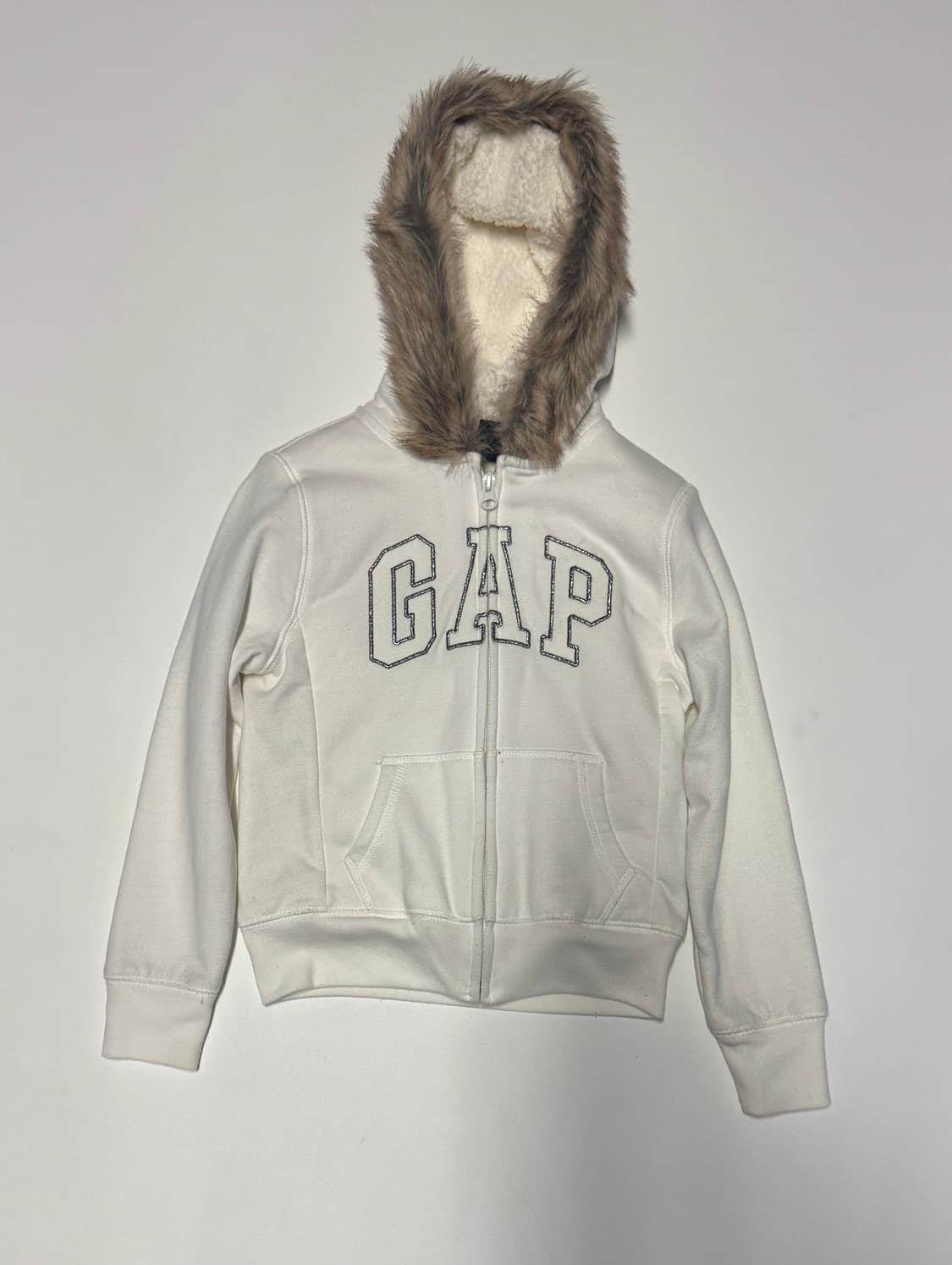 GAP 키즈 쉐르파 보아털 후드집업 화이트 120 상품이미지1