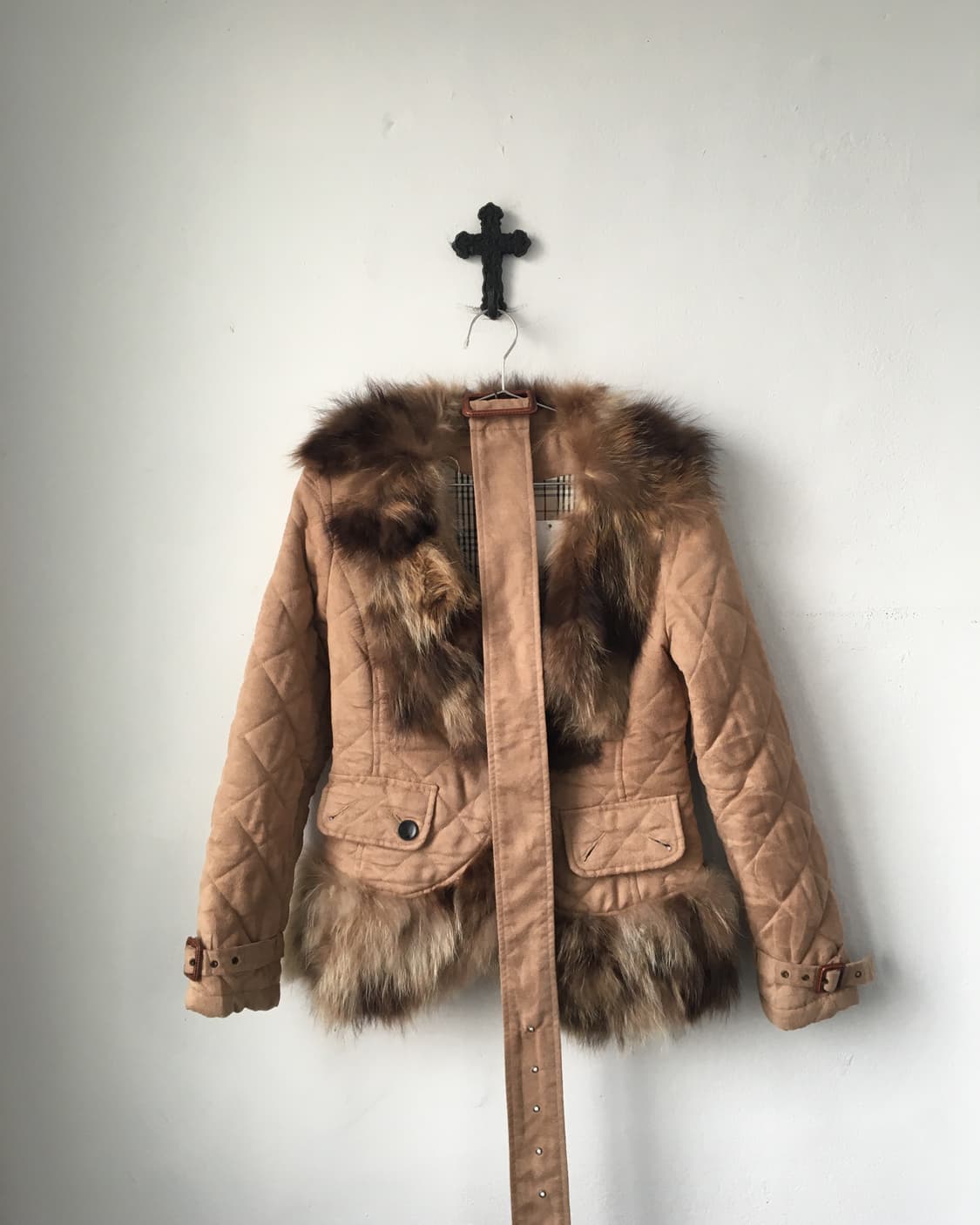Belted fur trimming point jacket 상품이미지2