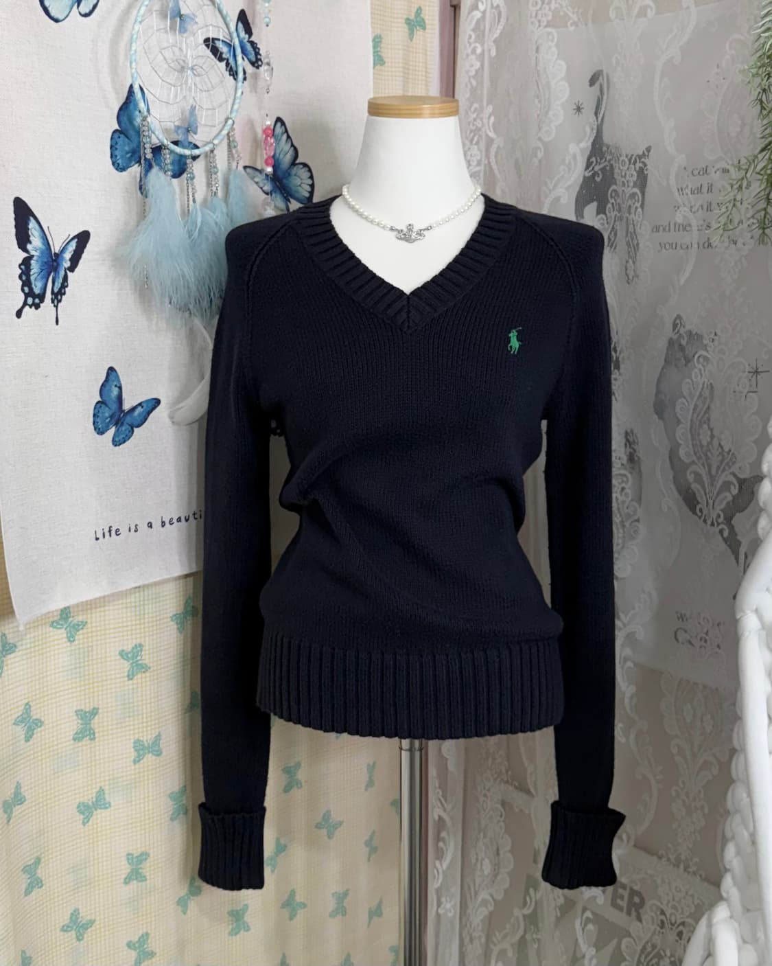폴로 랄프로렌 네이비 브이넥 니트 상품이미지1