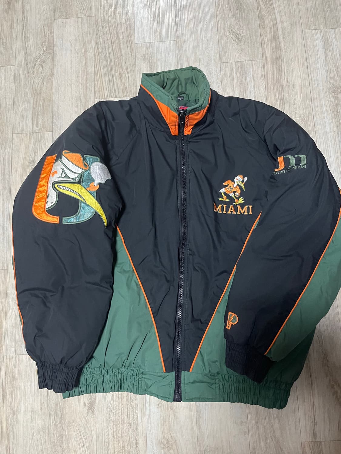 90s 빈티지 프로 플레이어 마이애미 허리케인즈 윈드브레이커 자켓 xl 상품이미지1