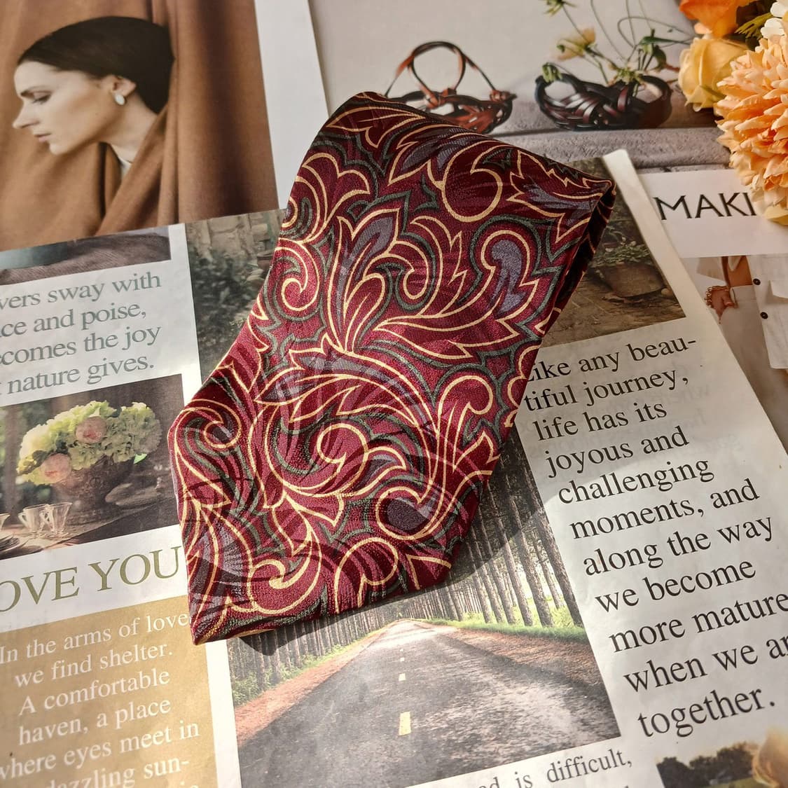 피에르가르뎅 실크 브라운 페이즐리 넥타이 9.7cm A+등급 A19590 상품이미지4