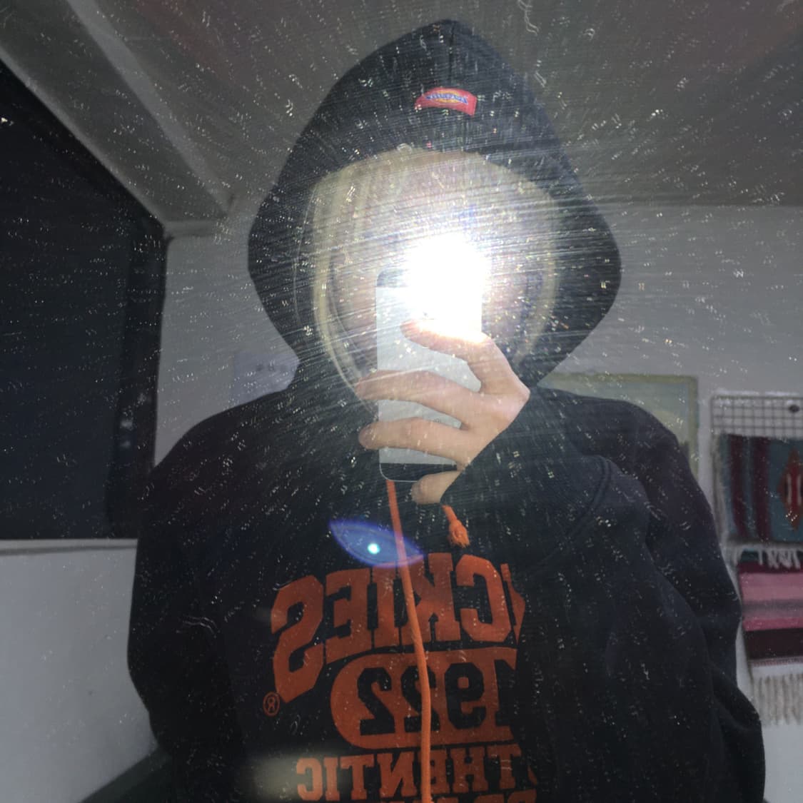 투티/0261 디키즈 1922 기모 후드티 블랙 오렌지 스웨이드 패치로고 상품이미지2