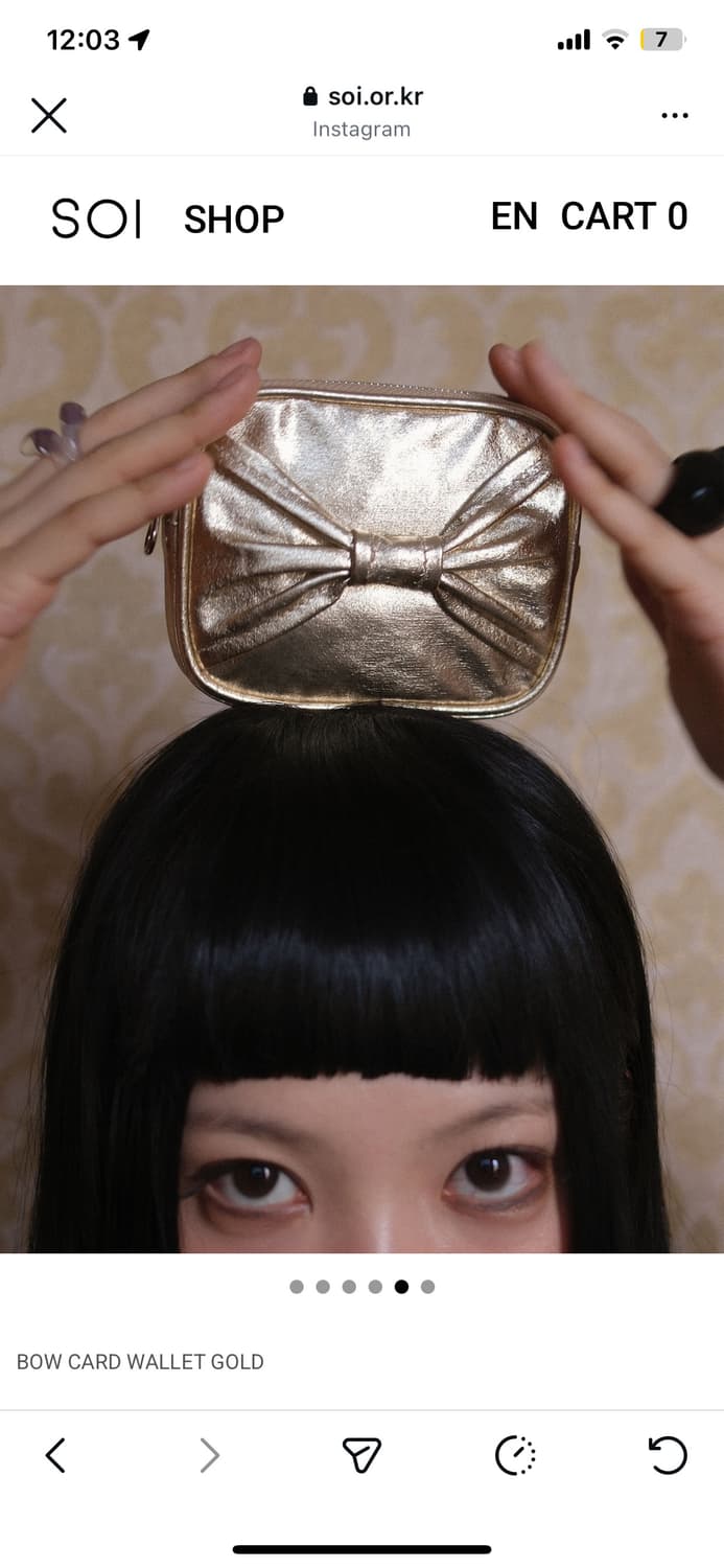 soi BOW CARD WALLET GOLD 상품이미지5