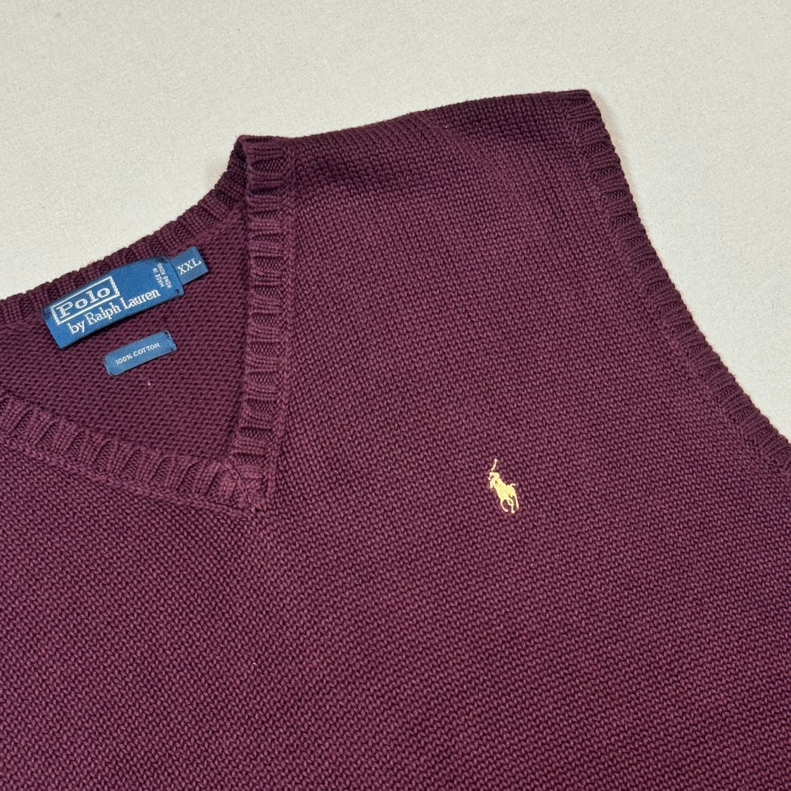 XXL) 폴로 랄프로렌 헤비 코튼 니트 조끼 베스트 버건디 상품이미지4