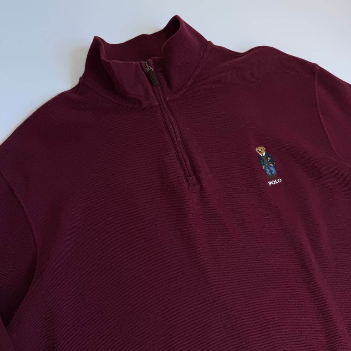 Polo  폴로 랄프로렌 버건디 폴로베어 하프집업 니트  상품이미지3