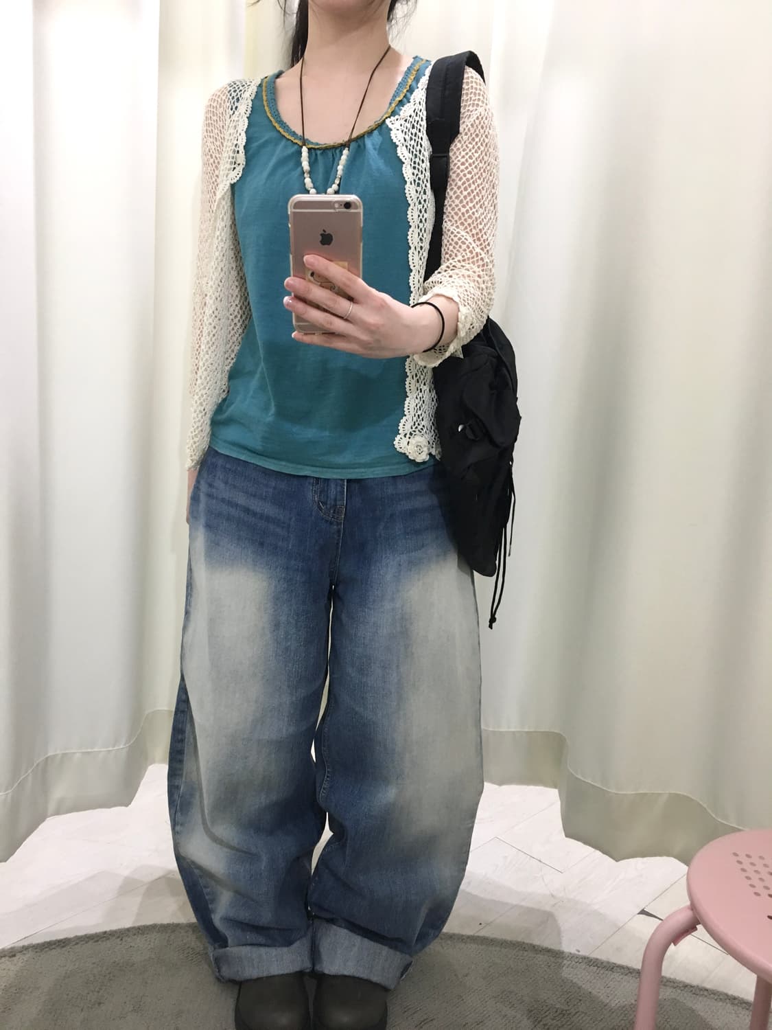 Teal Crochet Trim Sleeveless Top 상품이미지6