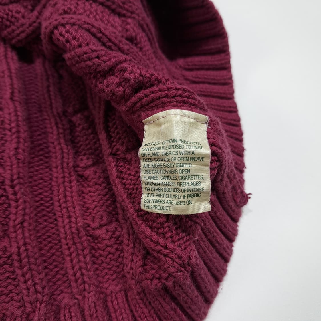 CL308 XL 엘엘빈 90s 홍콩판 코튼 케이블 버건디 니트 스웨터 상품이미지5