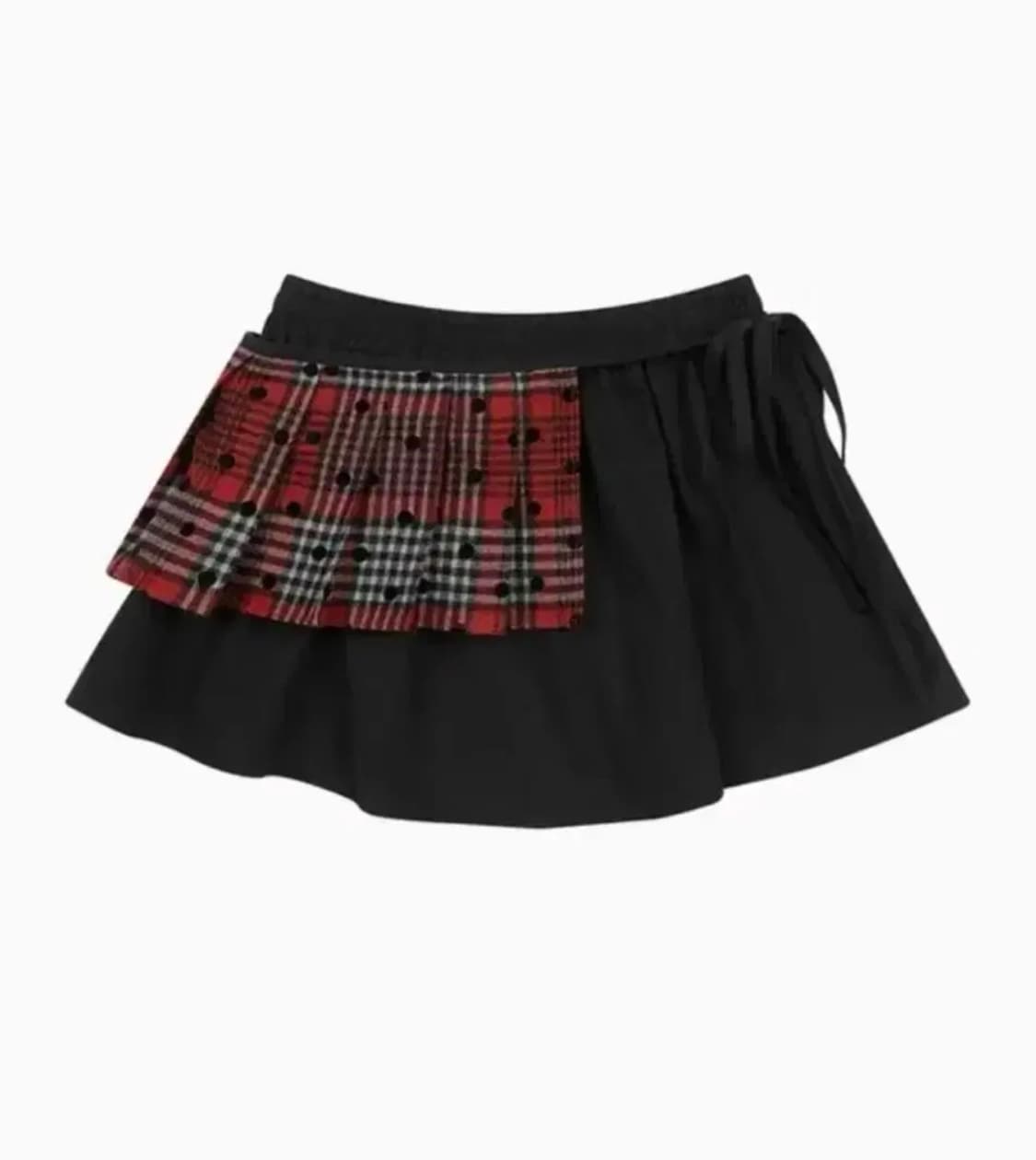 오헤시오 체크 투웨이 레이어드 미니 스커트 레드 상품이미지1