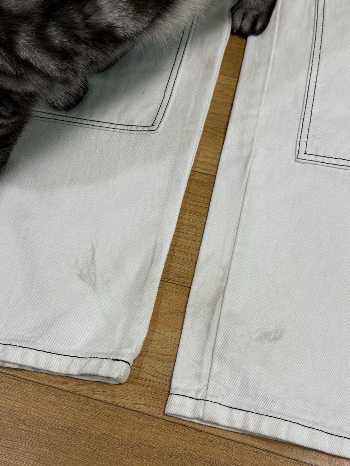 에이카 화이트 더블니 데님팬츠 상품이미지8