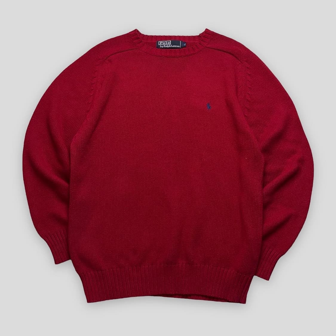 폴로 라운드넥 코튼 레드 니트 상품이미지1