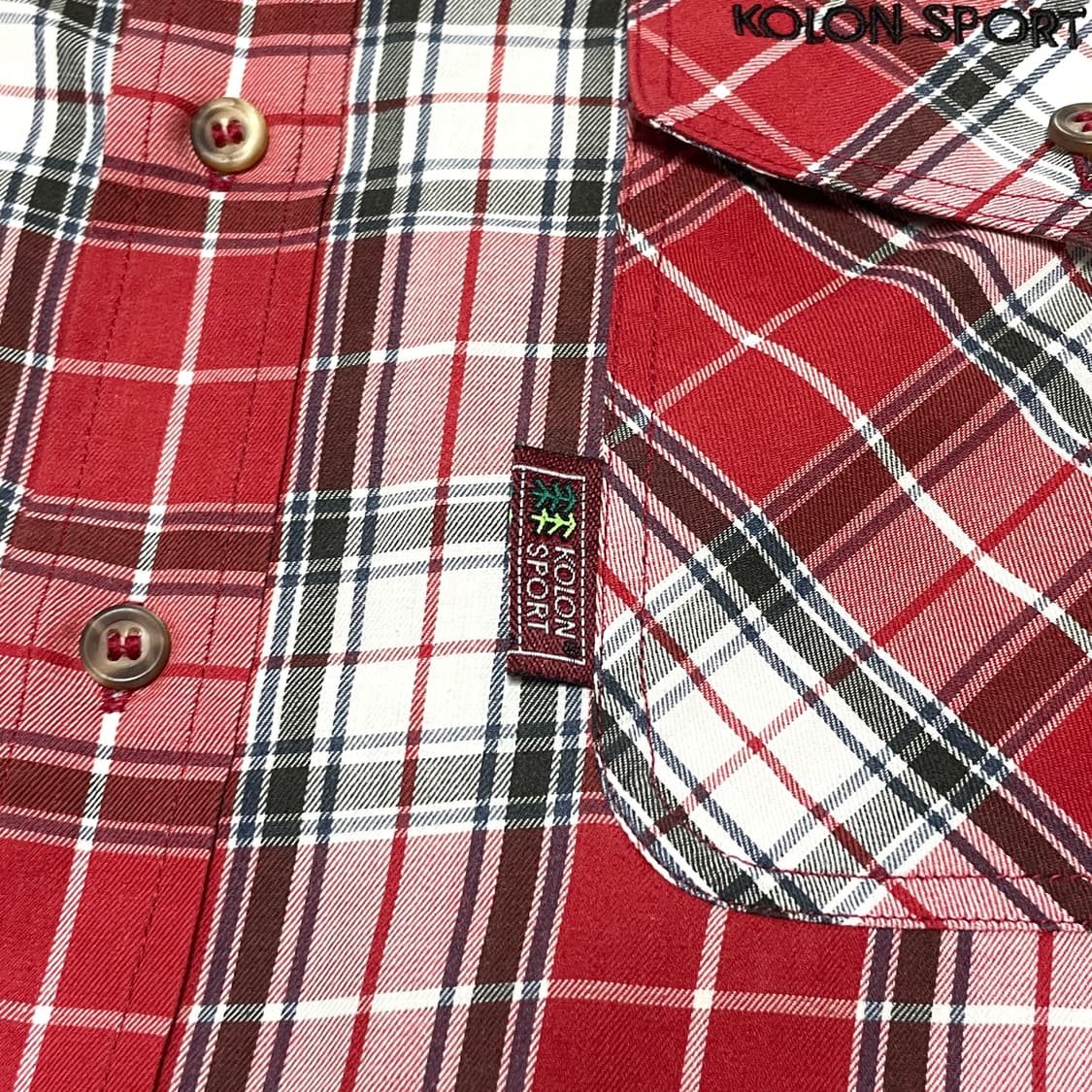 코오롱스포츠 레드 마드라스체크 포켓셔츠 남성110 상품이미지5