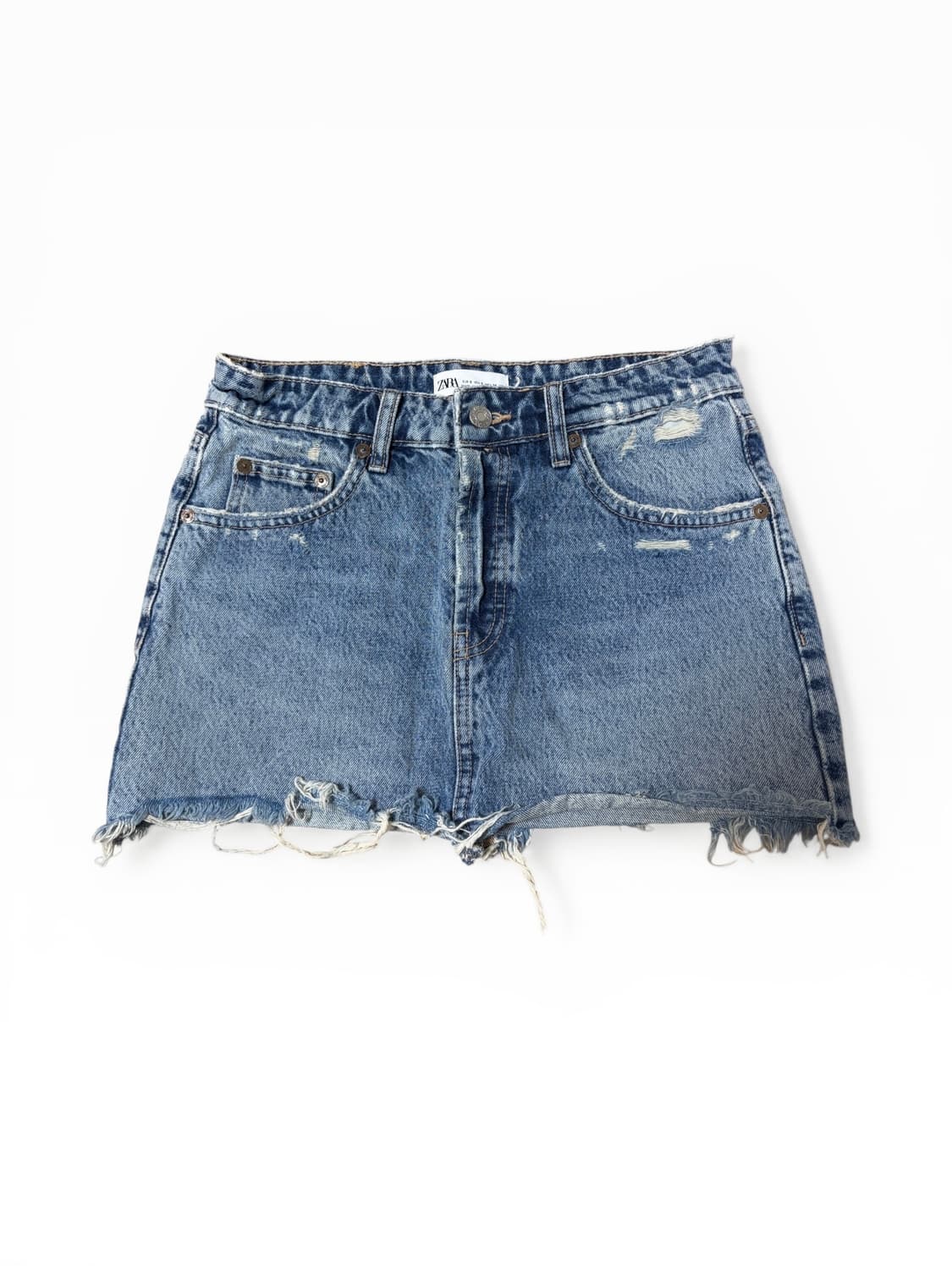 데미지 워싱 데님 미니스커트 상품이미지1