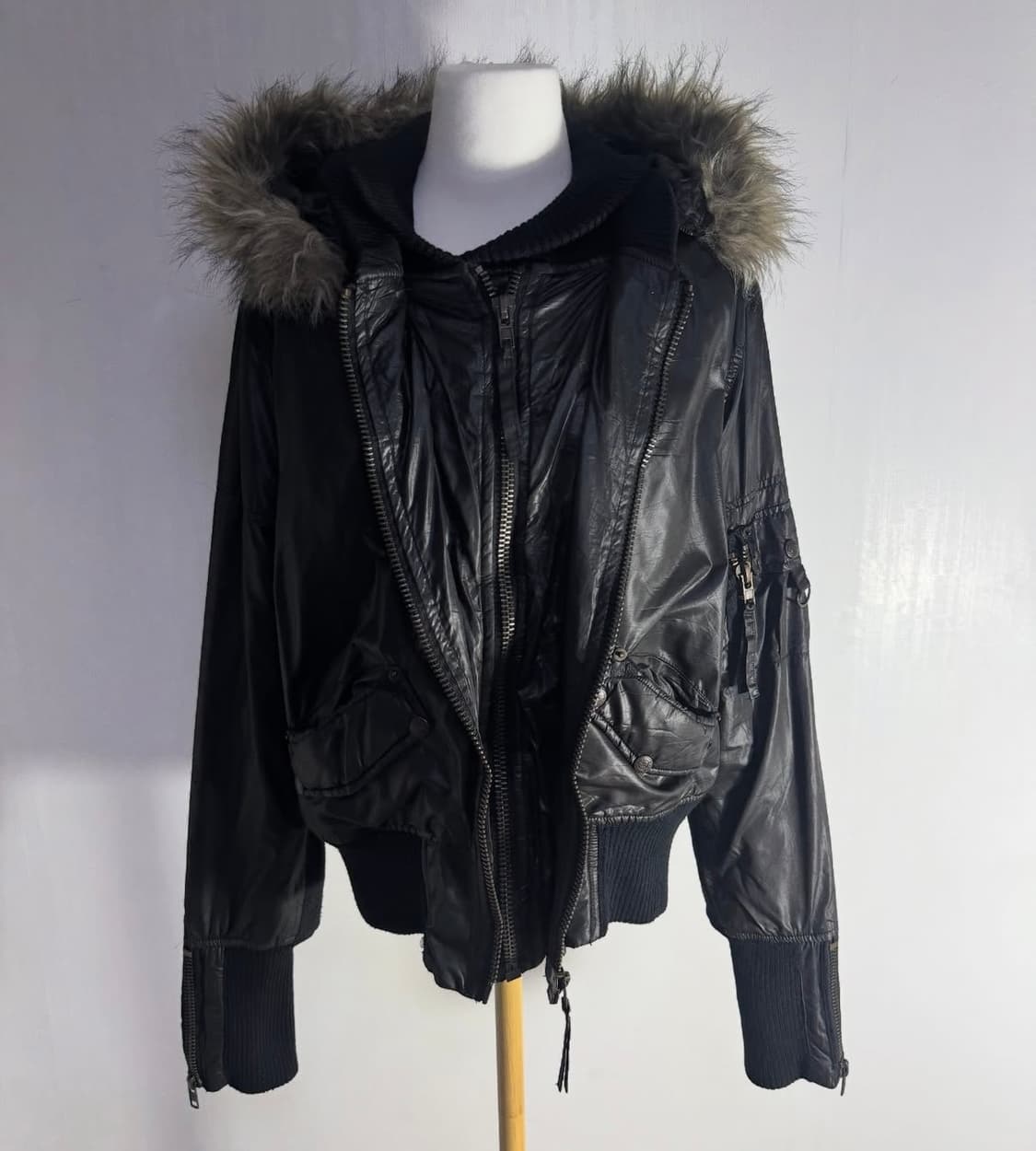 Agate label 퍼 트리밍 후드 MA-1 상품이미지1