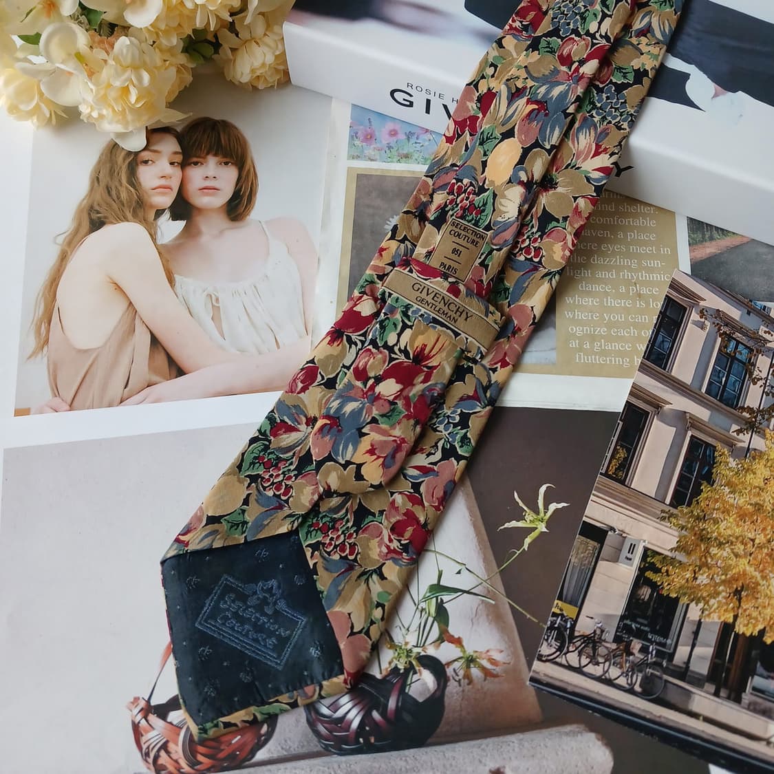 지방시 실크 브라운 플로럴 패턴 넥타이 9.6cm A등급 A19618
 상품이미지5