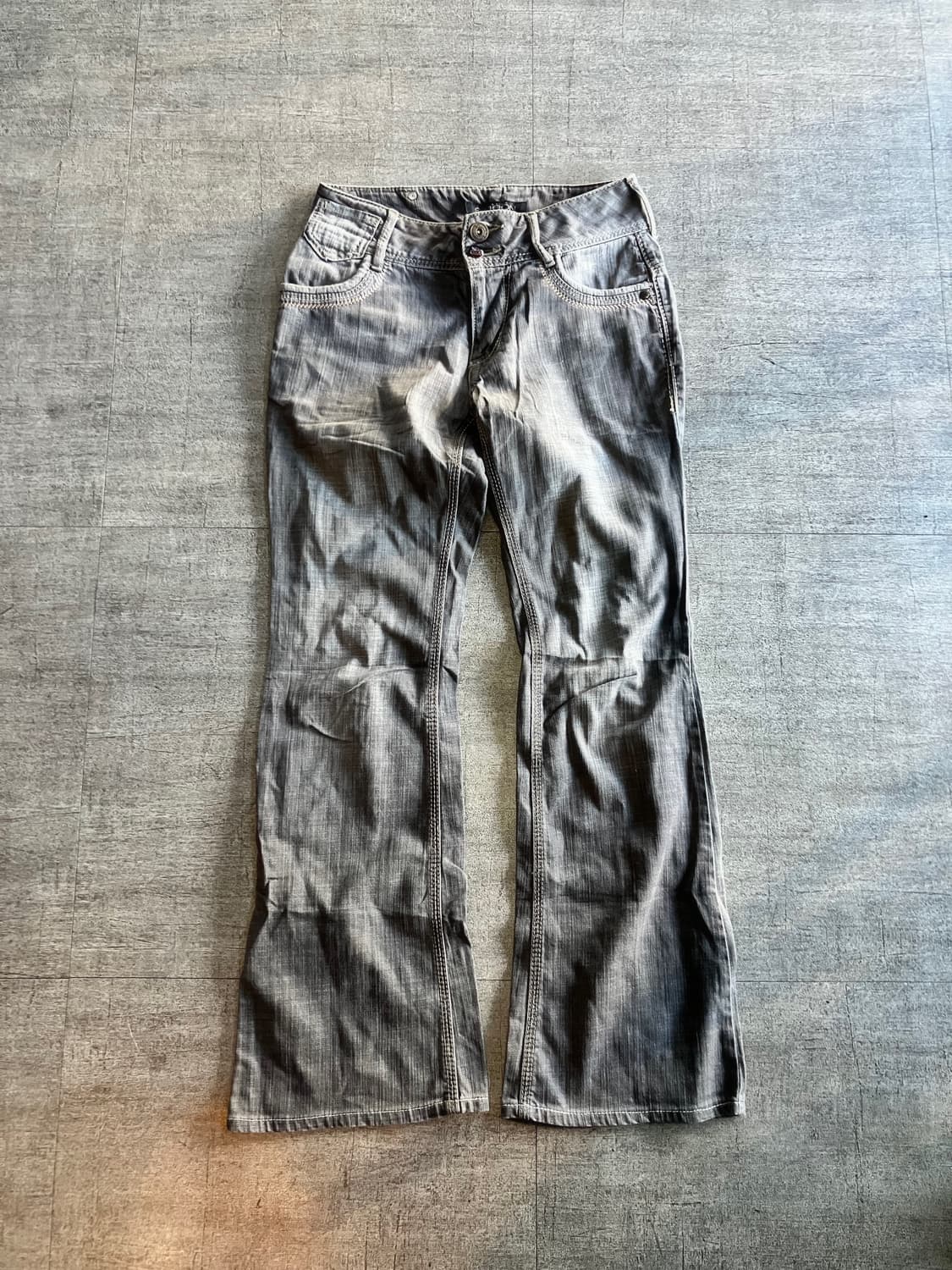 일본빈티지 Earron 핀터깔y2k 보헤미안 워시드 부츠컷팬츠 상품이미지1