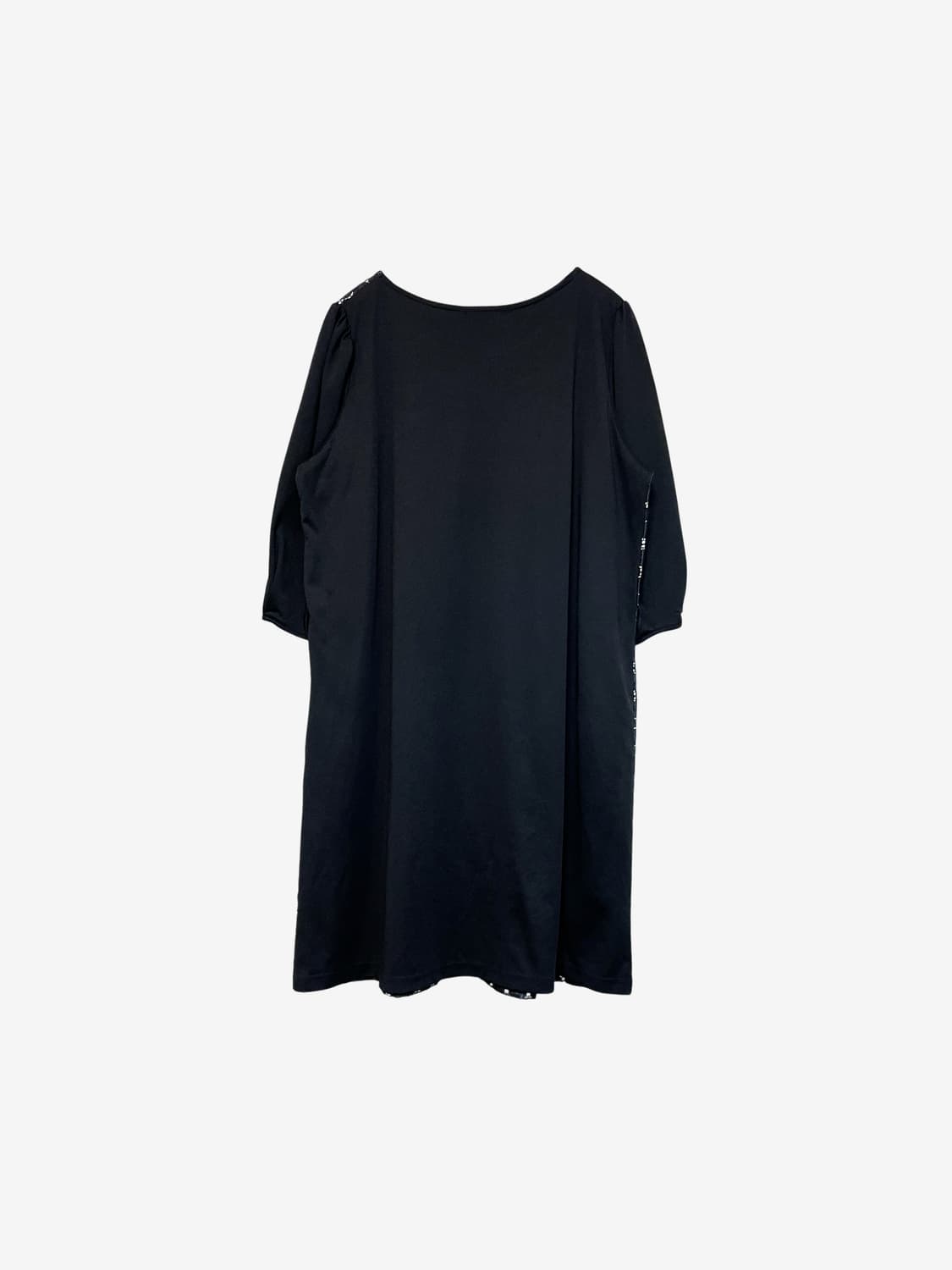 Dot Punching Puff Sleeve Dress - Black 상품이미지6