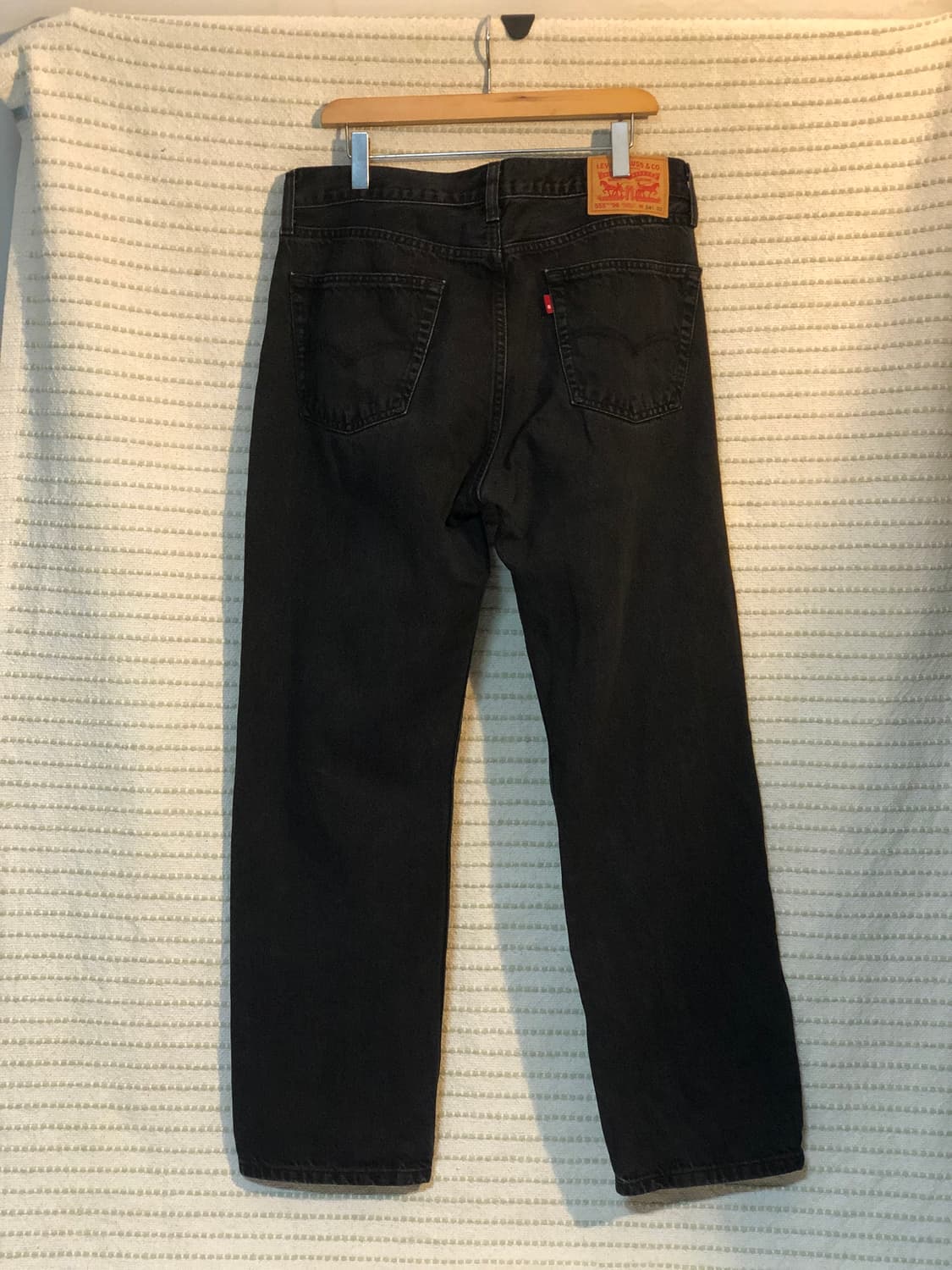 리바이스 555 '96 릴렉스드 스트레이트 흑청 데님 블랙진 34x32 상품이미지2