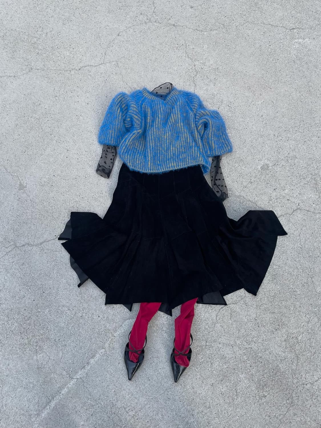 Black suede flare skirt 상품이미지1