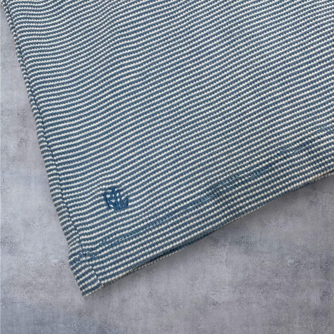 로렌 랄프로렌 스카이블루 스트라이프 골드버튼 반팔 티셔츠 L 상품이미지5