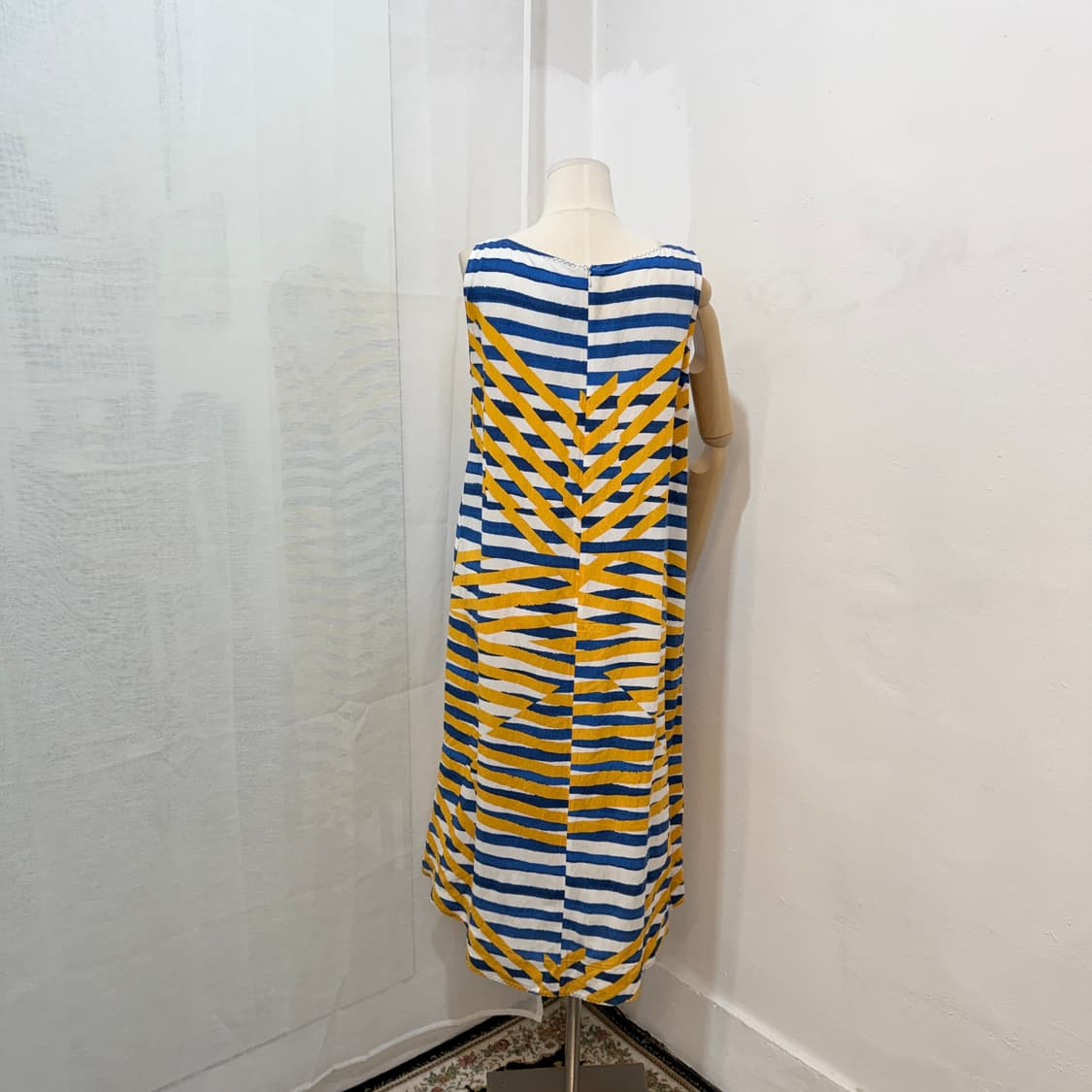 린넨 리넨 나시롱원피스 프린트 기하학 롱드레스 4456 상품이미지4