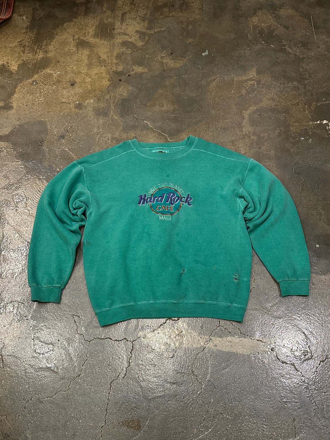 90s Hard Rock 하드락 카페 마우이 데미지드 스웻셔츠 L 상품이미지1