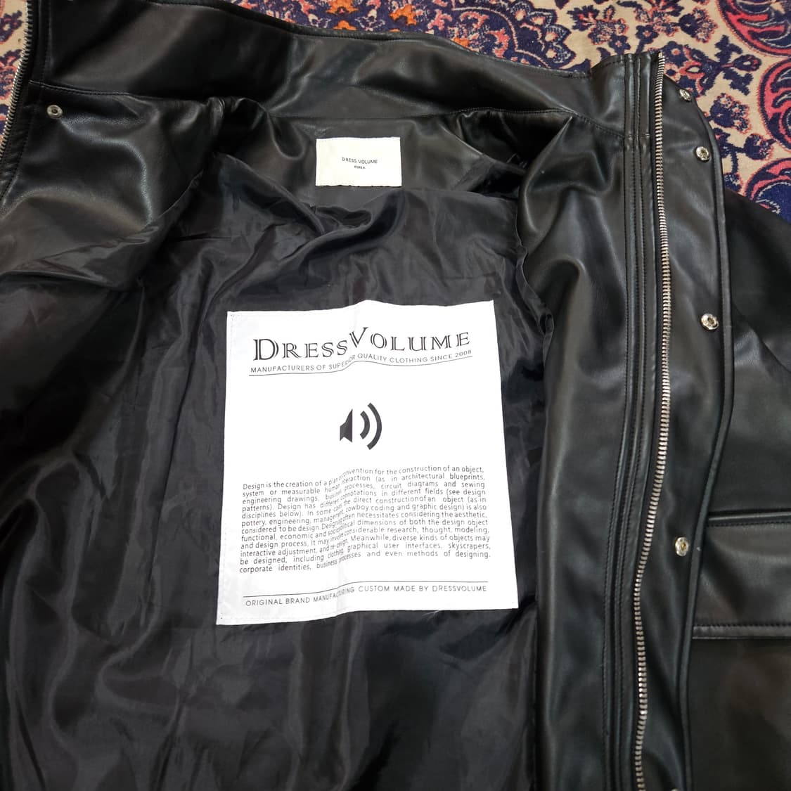 드레스볼륨 21ss 하이넥 루즈핏 비건 가죽 자켓 Free 상품이미지6
