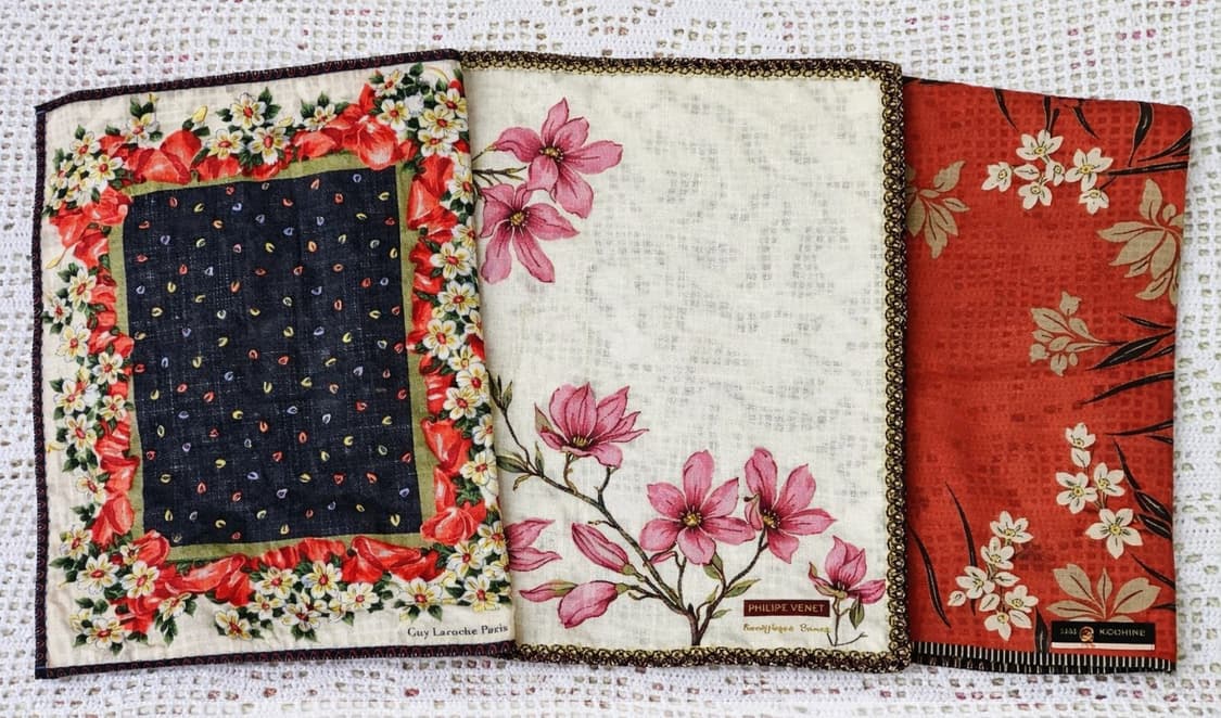 디자이너 플라워 손수건 3장 일괄 상품이미지1