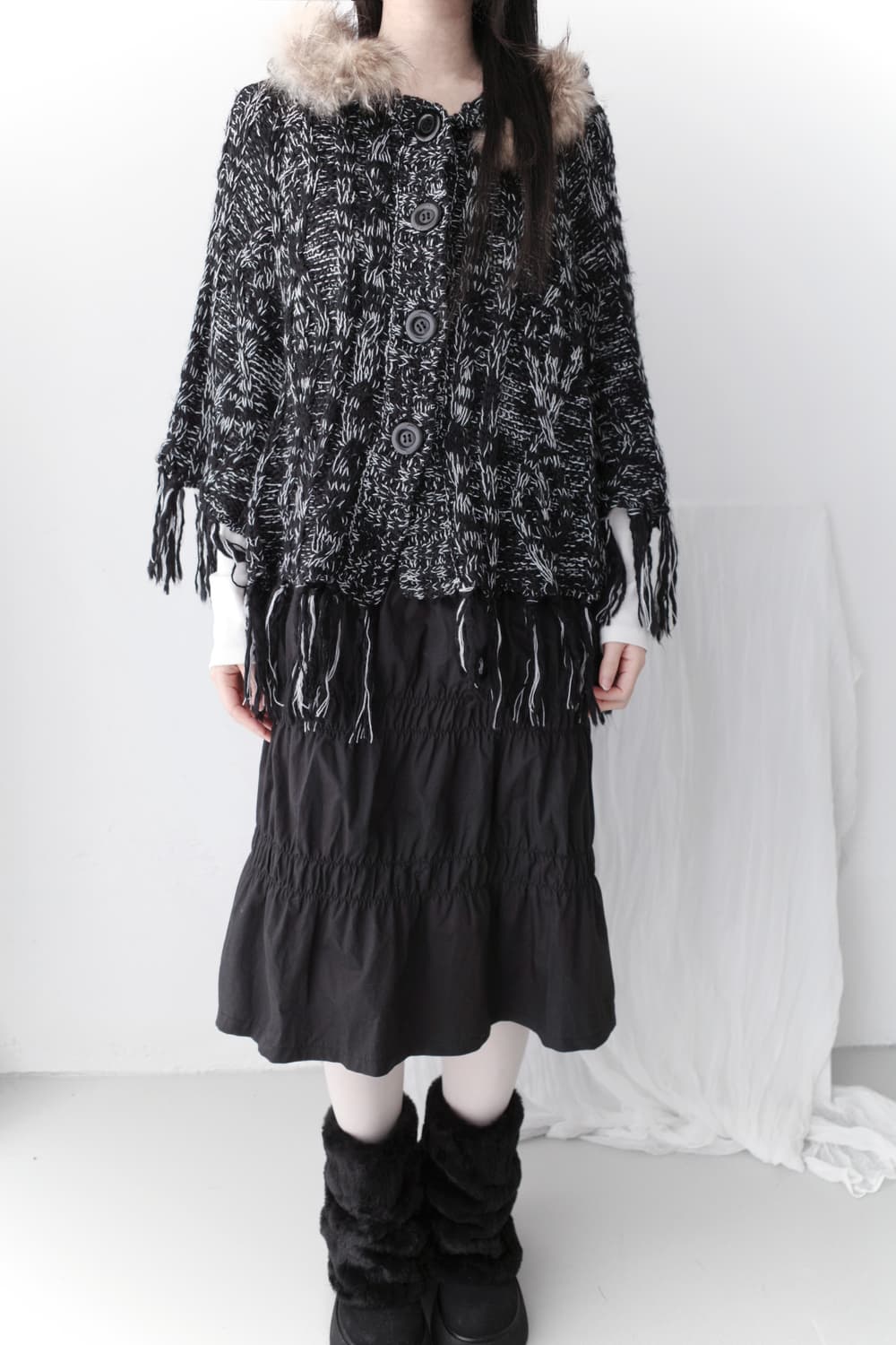 cecil mcbee) bokashi fringe cape 상품이미지7