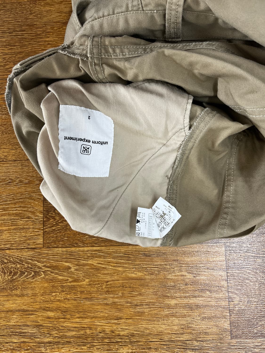 유니폼 익스페리먼트 더블니 코튼 팬츠 / 베이지 - 2 (M) 상품이미지5