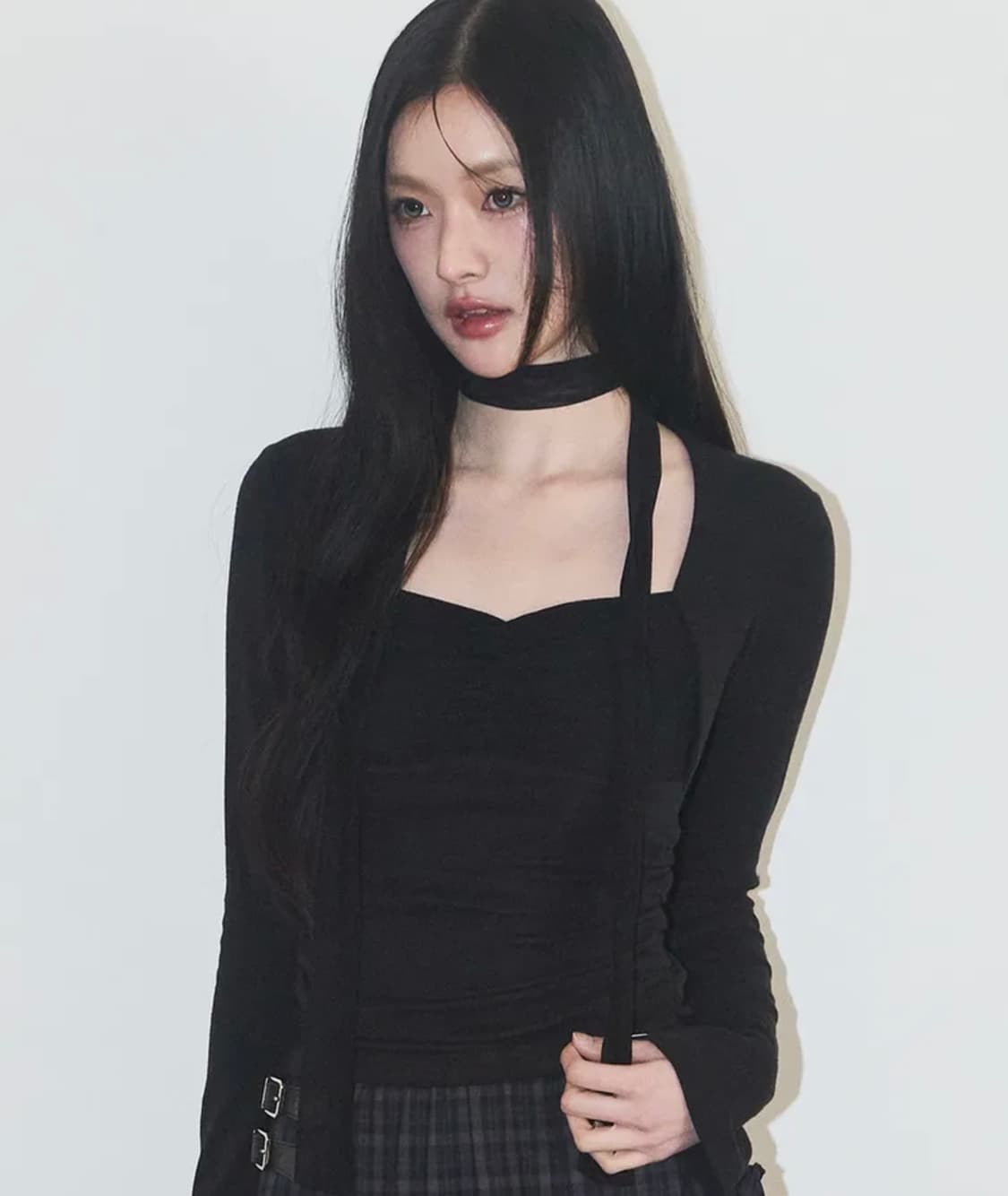 일리고 ILLIGO 셔링 볼레로 탑 블랙 상품이미지1