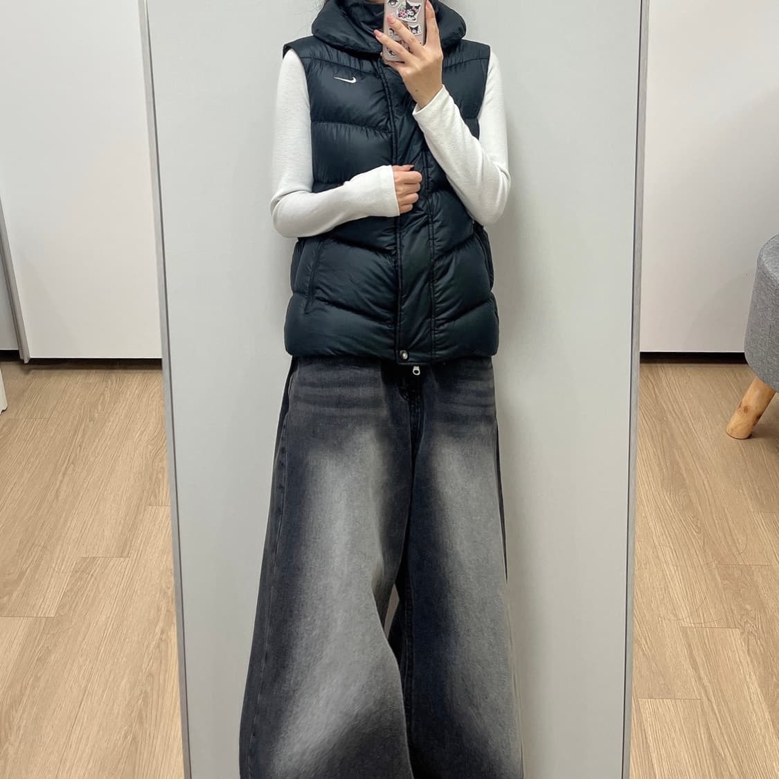 나이키 스우시 오리털 덕다운 블랙 패딩 조끼 상품이미지1