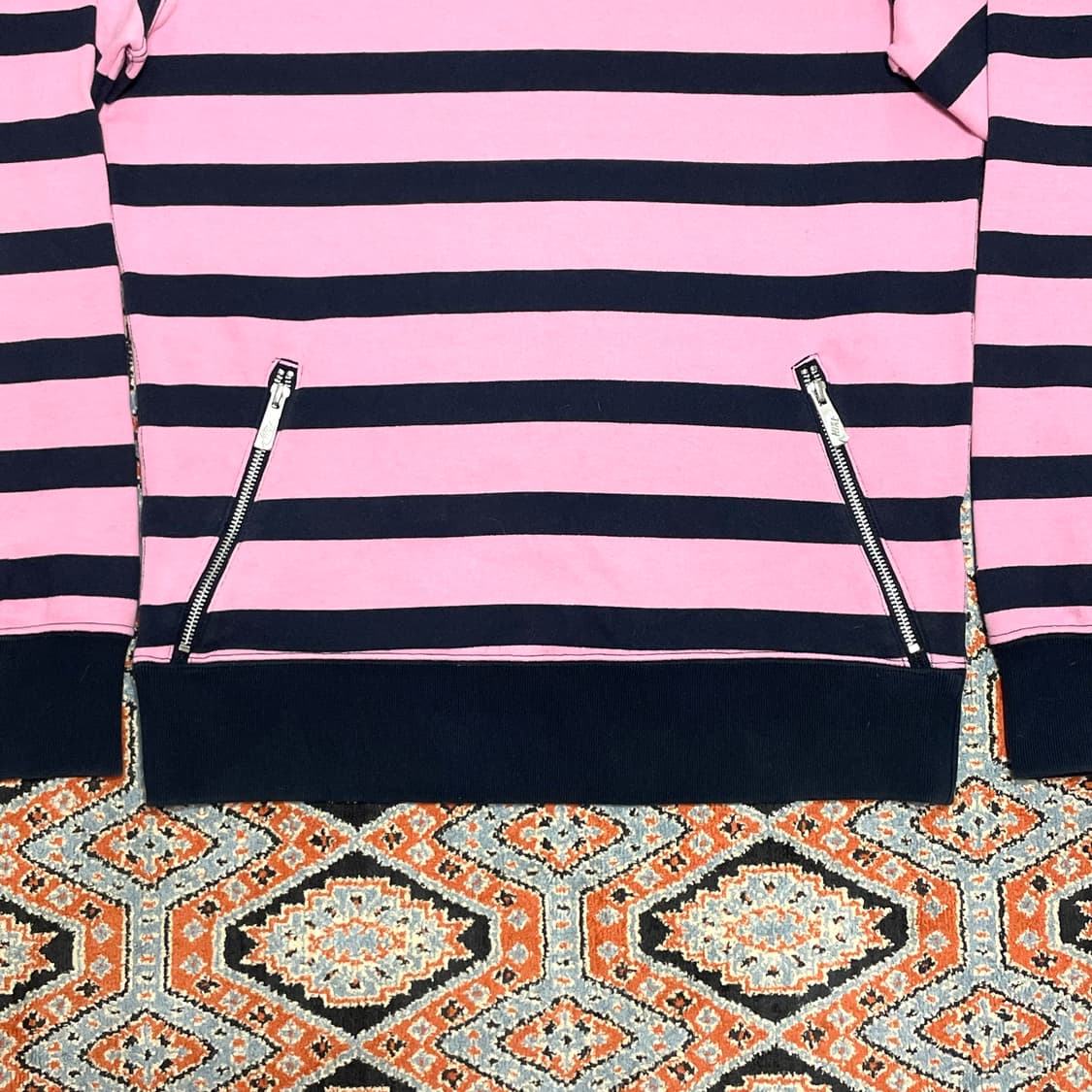  나이키 핑크 네이비 단가라 지퍼 맨투맨 남성M 상품이미지3